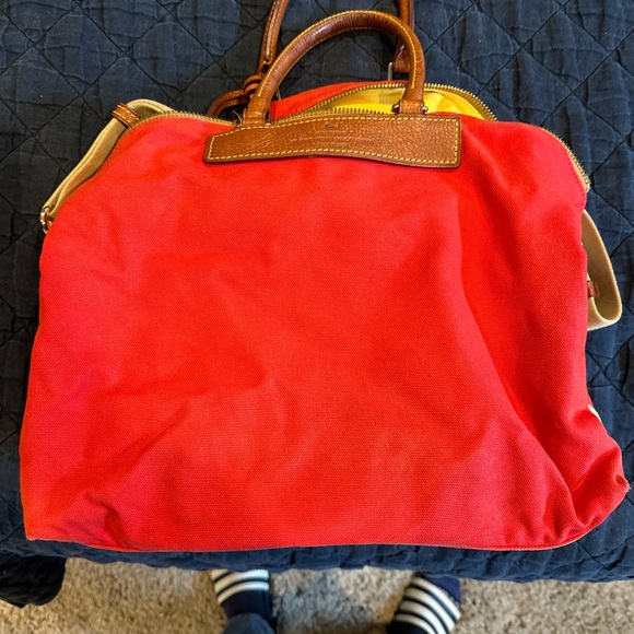 Dooney & Bourke red canvas satchel w crossbody strap - Picture 6 of 16